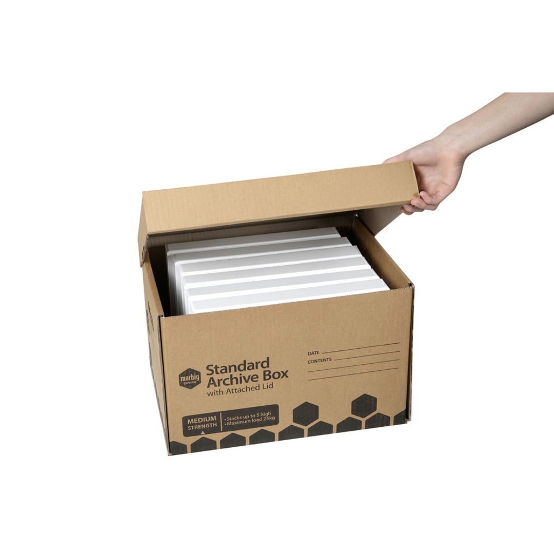 4pc Marbig Standard Document/Binder Filing Archive/Storage Box w/ Attched Lid 1