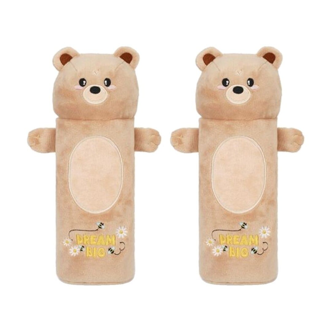 2PK Legami Plush Pencil Case Teddy Theme Super Soft w/Zip Kids Stationery 3y+