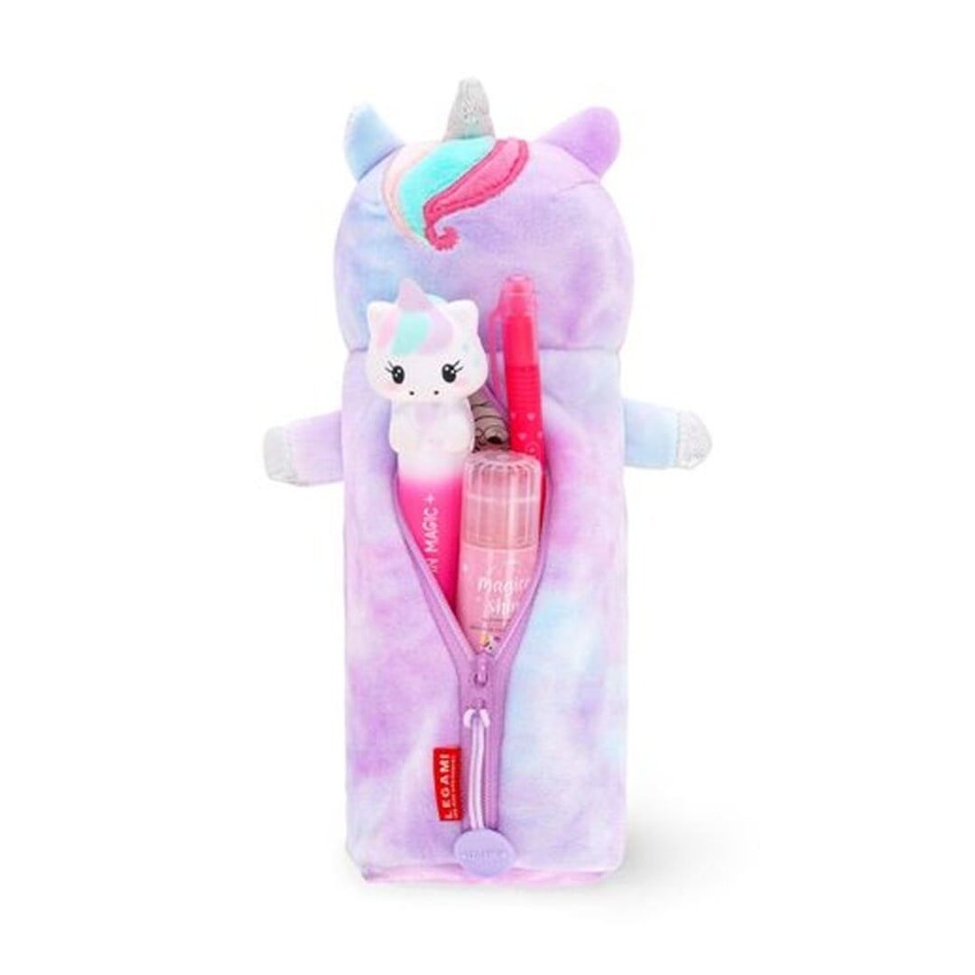 Legami Plush Pencil Case Unicorn Theme Super Soft w/Zip Kids Stationery 3y+ 1